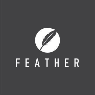 Hayvan tüyü logosu tasarımı minimalist siyah siluet konsepti, ürün markası sembolü ve illüstrasyon şablonu