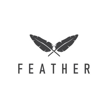 Hayvan tüyü logosu tasarımı minimalist siyah siluet konsepti, ürün markası sembolü ve illüstrasyon şablonu