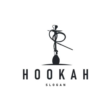 Eski moda tasarım shisha bar konsepti logo nargile pipo şablonu basit siyah siluet