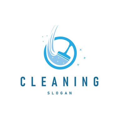 Temizlik hizmeti logosu basit minimalist konsept temizlik araçları illüstrasyon şablonu sembolü
