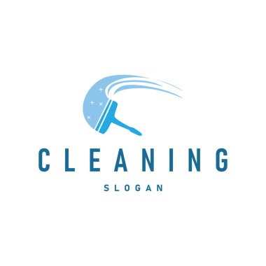 Temizlik hizmeti logosu basit minimalist konsept temizlik araçları illüstrasyon şablonu sembolü
