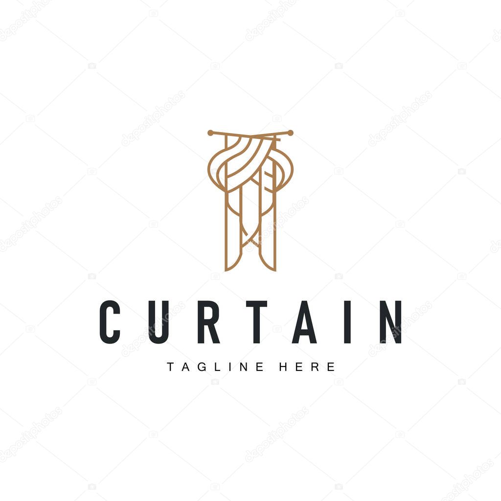 Curtain logo design concept with a simple minimalist and elegant concept as a home decoration and product brand illustration template
