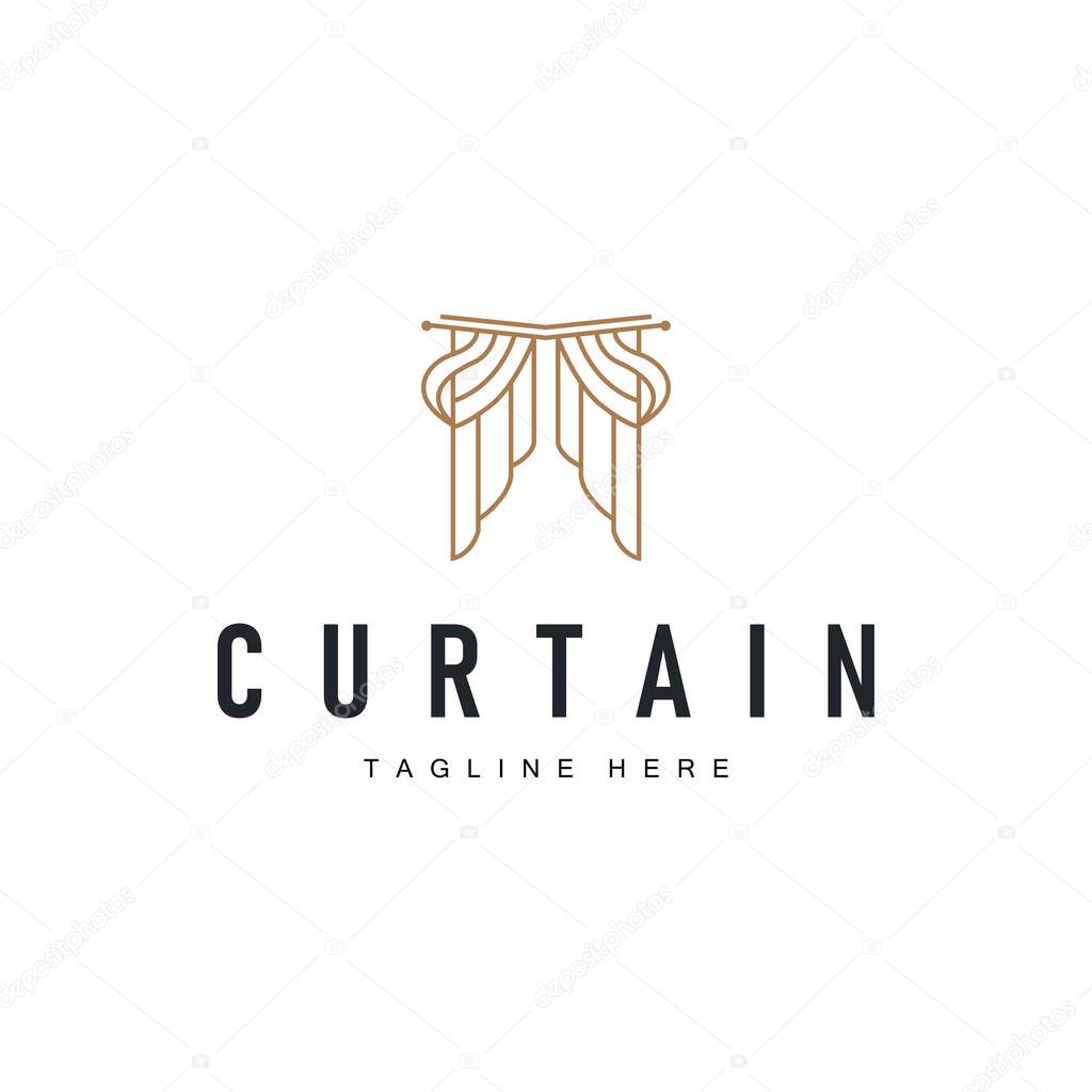 Curtain logo design concept with a simple minimalist and elegant concept as a home decoration and product brand illustration template