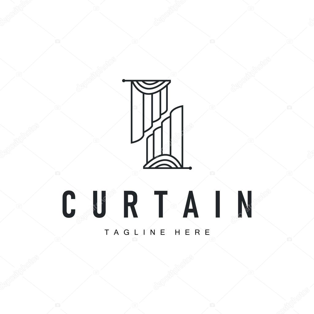 Curtain logo design concept with a simple minimalist and elegant concept as a home decoration and product brand illustration template