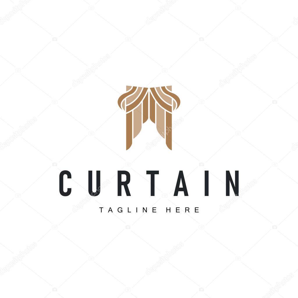 Curtain logo design concept with a simple minimalist and elegant concept as a home decoration and product brand illustration template