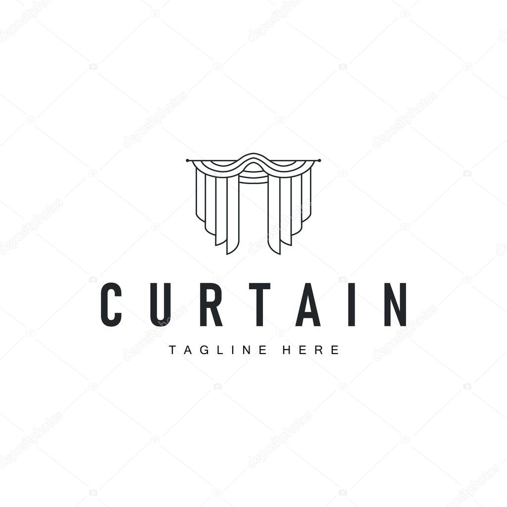 Curtain logo design concept with a simple minimalist and elegant concept as a home decoration and product brand illustration template