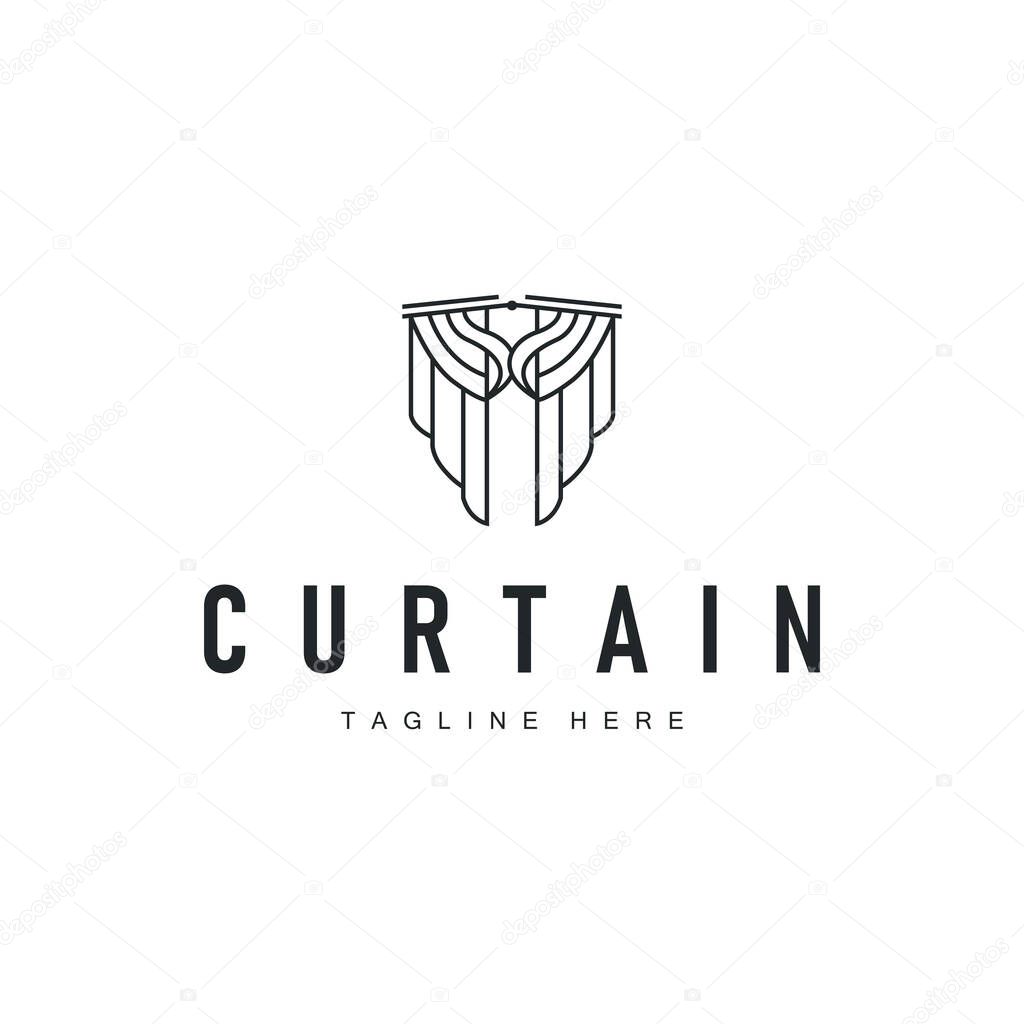 Curtain logo design concept with a simple minimalist and elegant concept as a home decoration and product brand illustration template