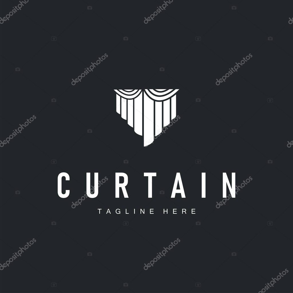 Curtain logo design concept with a simple minimalist and elegant concept as a home decoration and product brand illustration template