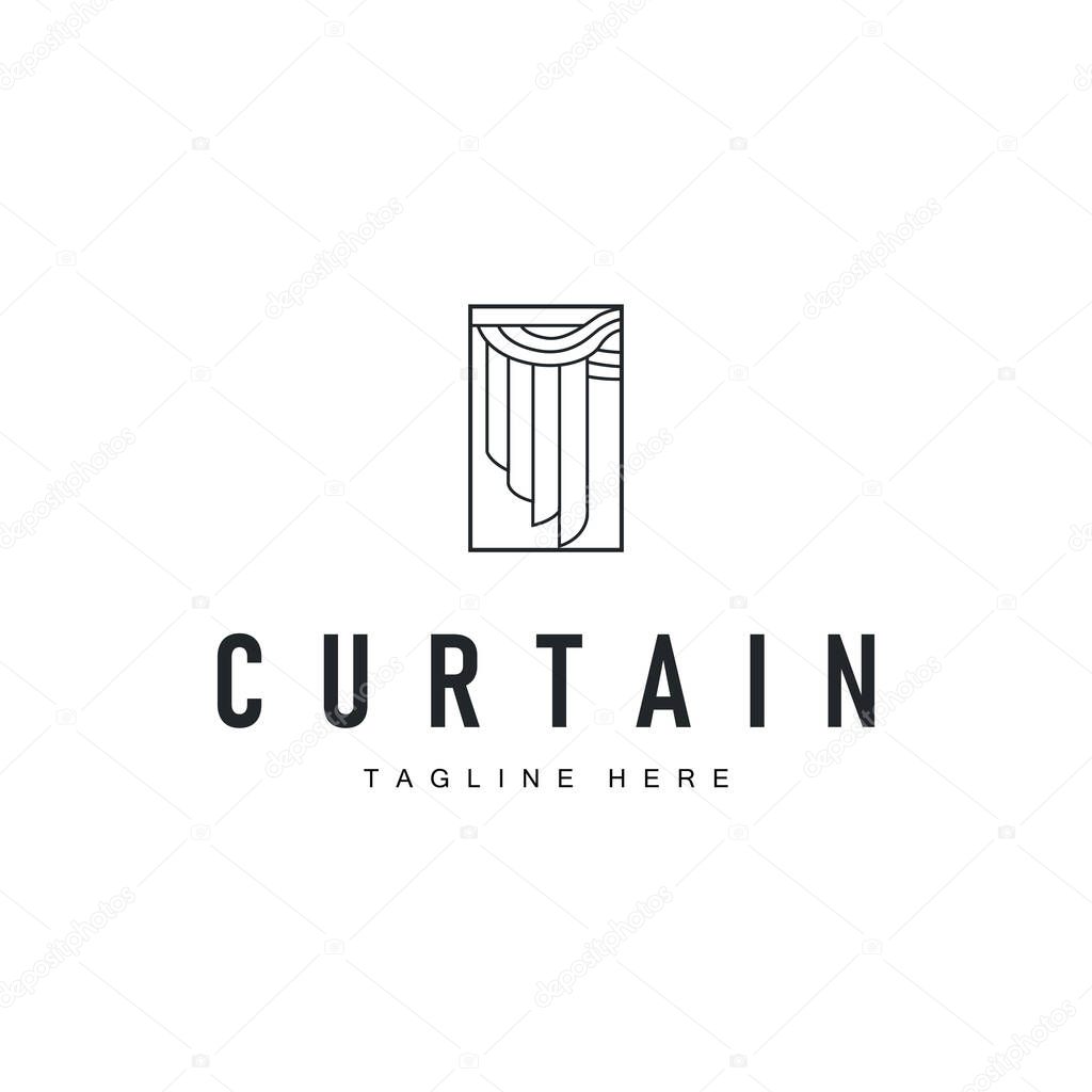 Curtain logo design concept with a simple minimalist and elegant concept as a home decoration and product brand illustration template
