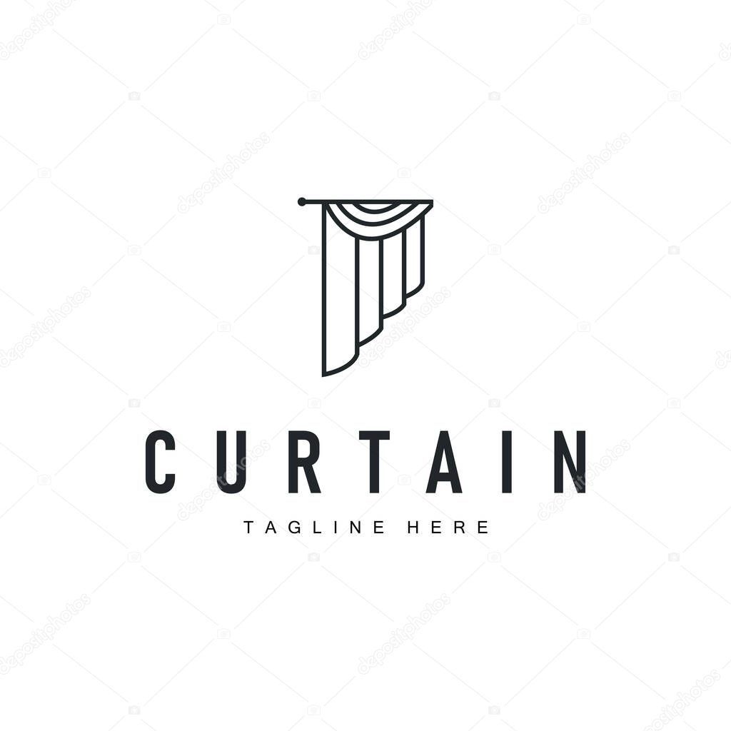 Curtain logo design concept with a simple minimalist and elegant concept as a home decoration and product brand illustration template