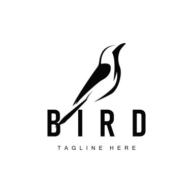 Kuş logosu, basit minimalist özgürlük tasarımı, çizim şablonu ve marka sembolü olan uçan kuş konsepti.