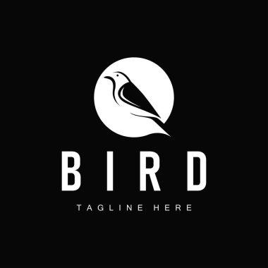 Kuş logosu, basit minimalist özgürlük tasarımı, çizim şablonu ve marka sembolü olan uçan kuş konsepti.