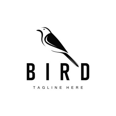 Kuş logosu, basit minimalist özgürlük tasarımı, çizim şablonu ve marka sembolü olan uçan kuş konsepti.