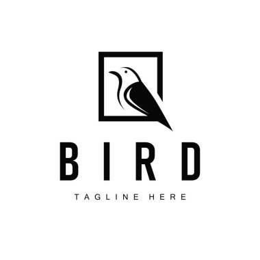 Kuş logosu, basit minimalist özgürlük tasarımı, çizim şablonu ve marka sembolü olan uçan kuş konsepti.