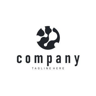 Basit bir minimalist hücre olan nöron logosunun basit moleküler konsepti ve aynı zamanda basit moleküler yapı tasarımı siluet ve poster resimleme şablonu.