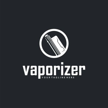 Vape store tasarımı için basit minimalist bir konsepte sahip buhar logosu, poster, ürün veya mağaza afişi için elektrikli sigara dumanı şablonu çizimi