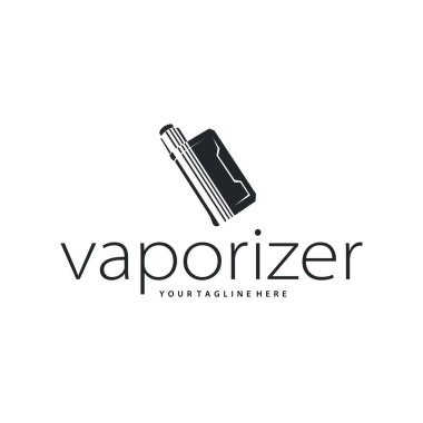 Vape store tasarımı için basit minimalist bir konsepte sahip buhar logosu, poster, ürün veya mağaza afişi için elektrikli sigara dumanı şablonu çizimi