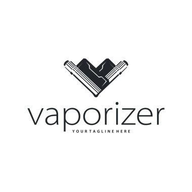 Vape store tasarımı için basit minimalist bir konsepte sahip buhar logosu, poster, ürün veya mağaza afişi için elektrikli sigara dumanı şablonu çizimi