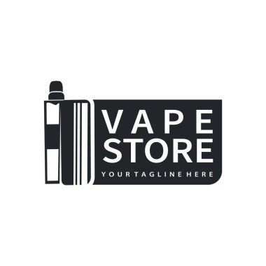 Vape store tasarımı için basit minimalist bir konsepte sahip buhar logosu, poster, ürün veya mağaza afişi için elektrikli sigara dumanı şablonu çizimi