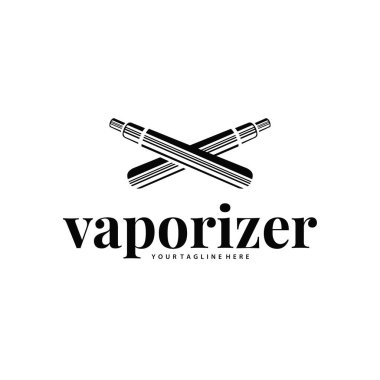 Vape store tasarımı için basit minimalist bir konsepte sahip buhar logosu, poster, ürün veya mağaza afişi için elektrikli sigara dumanı şablonu çizimi