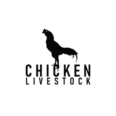 Tavuk logosu tasarımı ve tavuk silueti, marka ya da poster ya da iş ürünü için bir tasarım sembolü.