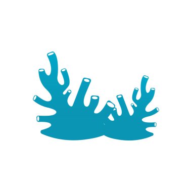 mercan logosu su altı yosun bitkisi basit şablon tasarımı deniz dekorasyonu