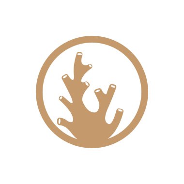 mercan logosu su altı yosun bitkisi basit şablon tasarımı deniz dekorasyonu