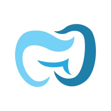 Diş logosu şablonu konsepti, basit minimalist silueti ürün markası şablonu veya poster olarak içeren diş bakımı illüstrasyonu