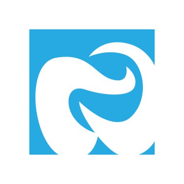 Diş logosu şablonu konsepti, basit minimalist silueti ürün markası şablonu veya poster olarak içeren diş bakımı illüstrasyonu