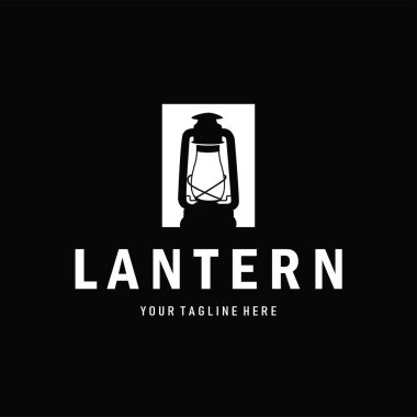 Fener logosu, modern siyah siluet konsepti ve tasarım sembolü olan antika eski bir lamba.