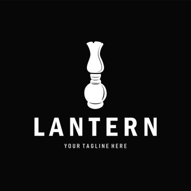 Fener logosu, modern siyah siluet konsepti ve tasarım sembolü olan antika eski bir lamba.