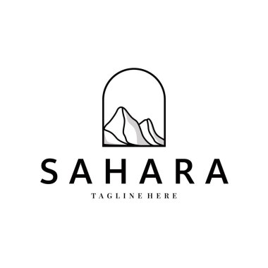 Sahra Çölü logosu basit çizgi konseptiyle basit modern minimalist tasarım, sembol tasarımı