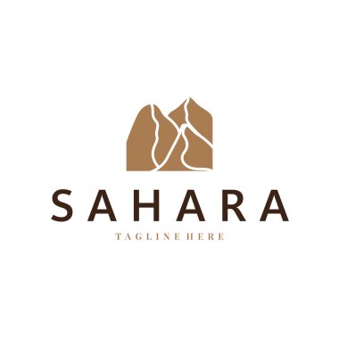 Sahra Çölü logosu basit çizgi konseptiyle basit modern minimalist tasarım, sembol tasarımı