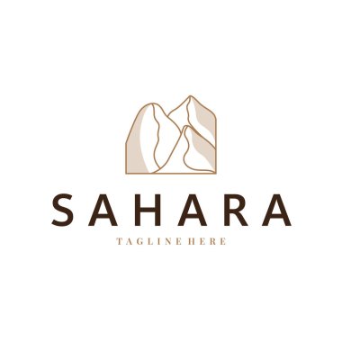 Sahra Çölü logosu basit çizgi konseptiyle basit modern minimalist tasarım, sembol tasarımı