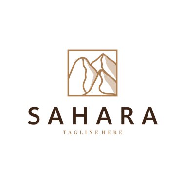 Sahra Çölü logosu basit çizgi konseptiyle basit modern minimalist tasarım, sembol tasarımı