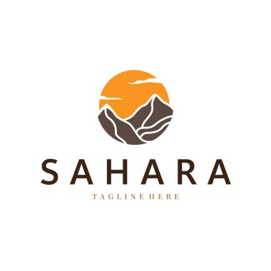 Sahra Çölü logosu basit çizgi konseptiyle basit modern minimalist tasarım, sembol tasarımı
