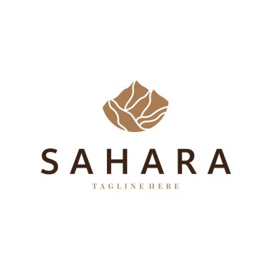 Sahra Çölü logosu basit çizgi konseptiyle basit modern minimalist tasarım, sembol tasarımı