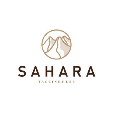Sahra Çölü logosu basit çizgi konseptiyle basit modern minimalist tasarım, sembol tasarımı