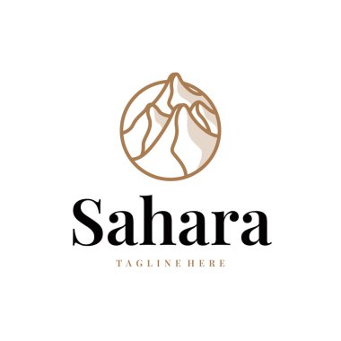 Sahra Çölü logosu basit çizgi konseptiyle basit modern minimalist tasarım, sembol tasarımı