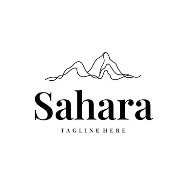 Sahra Çölü logosu basit çizgi konseptiyle basit modern minimalist tasarım, sembol tasarımı