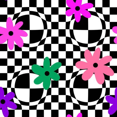 Kağıt, kumaş, ambalaj kağıdı, çarşaf ve çocuk giysisi baskısı için geri dönüşümlü siyah beyaz geometrik desen. Yüksek kaliteli illüstrasyon