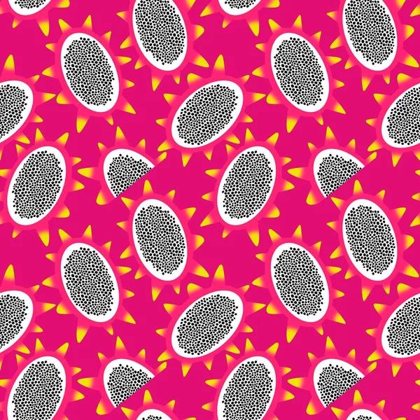 Summer cartoon seamless dragon fruit pattern for wrapping paper and fabrics and kids clothes print and linens and packaging. High quality illustration