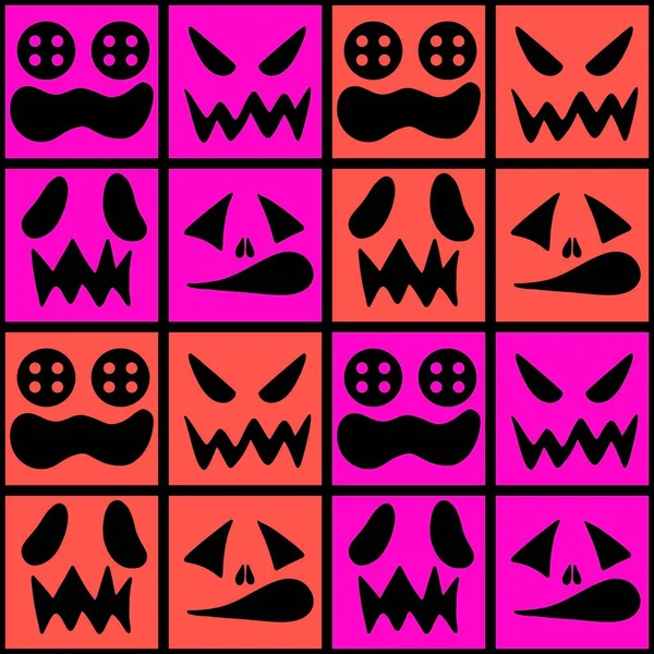 Halloween Abóboras Monstros Rosto Padrão Para Papel Embrulho Tecidos Lençóis — Fotografia de Stock