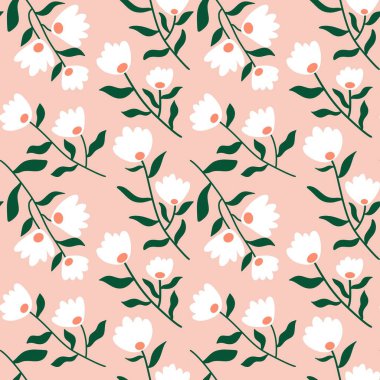 Kağıt, çarşaf, kumaş, giysi baskısı, çocuk defterleri, ambalaj ve mutfak tekstili için soyut, dikişsiz çiçek deseni. Yüksek kaliteli illüstrasyon