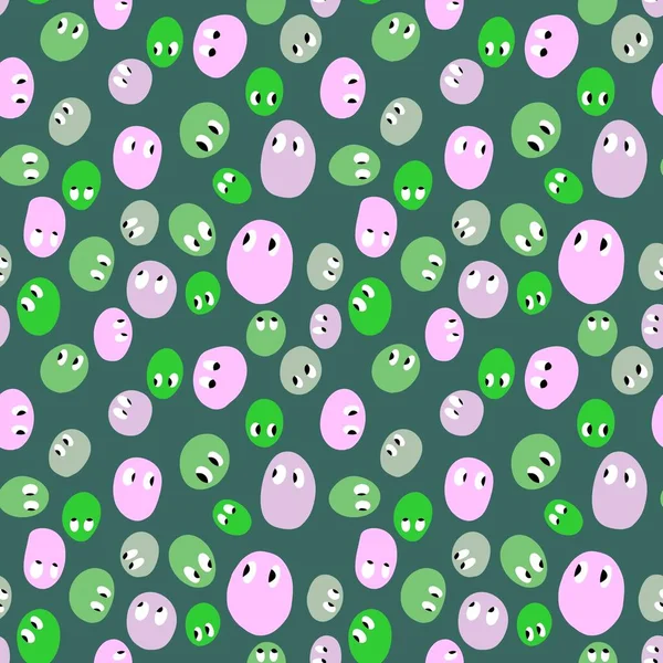 Cartoon Beans Seamless Polka Dots Monsters Pattern Wrapping Paper Fabrics — Stock Photo, Image
