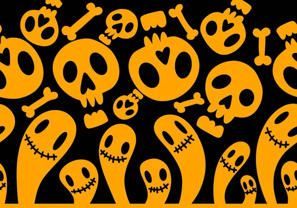 Halloween Spöke Sömlös Tecknad Mönster För Inslagning Papper Och Barn — Stockfoto