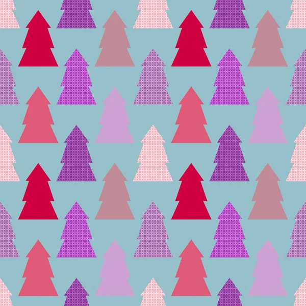 Winter Forest Seamless Christmas Tree Pattern New Year Wrapping Paper — Stockfoto
