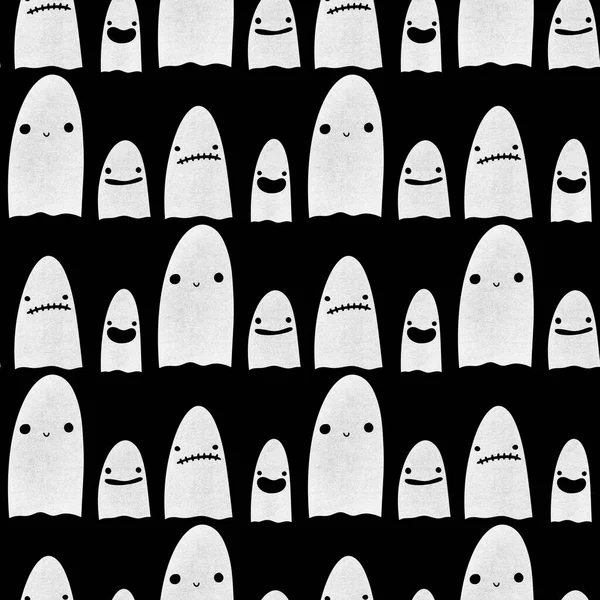 Halloween Geest Naadloze Cartoon Kawaii Patroon Voor Het Inpakken Van — Stockfoto