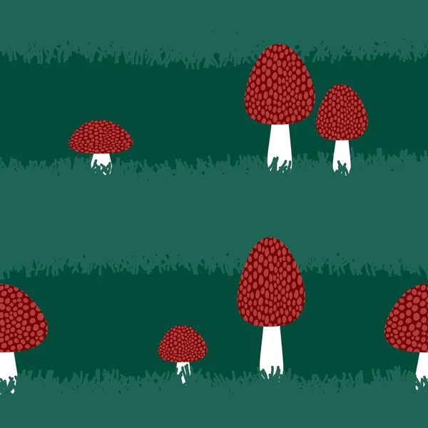 Cartoon Autumn Amanita Seamless Mushrooms Pattern Halloween Wrapping Paper Kids — Stockfoto
