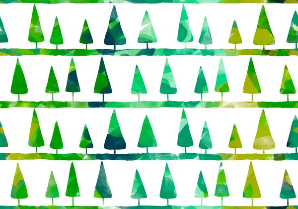 Winter Forest Seamless Christmas Tree Pattern New Year Wrapping Paper — 스톡 사진